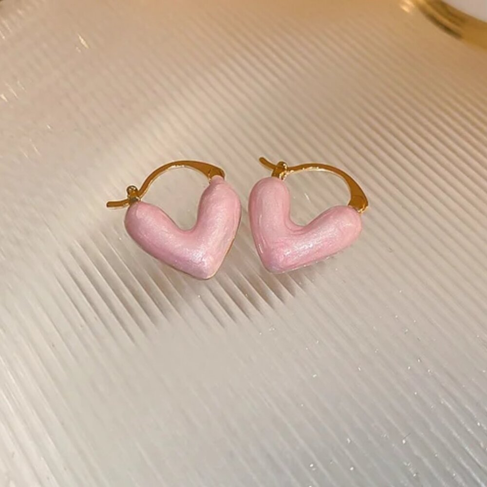 Pink heart hoops